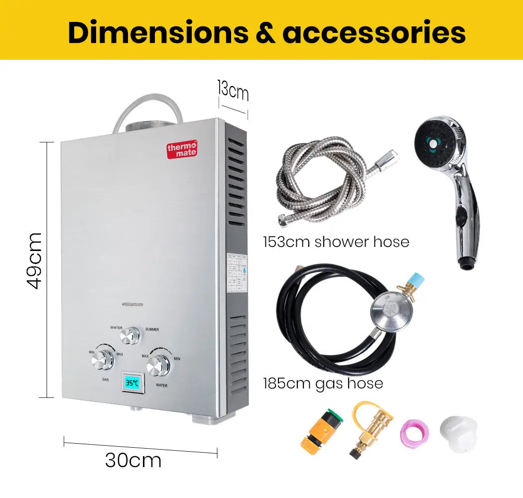 Thermomate Outdoor Water Heater Gas Camping Portable Tankless Hot Shower Deals499
