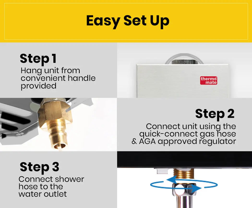 Thermomate Outdoor Water Heater Gas Camping Portable Tankless Hot Shower Deals499