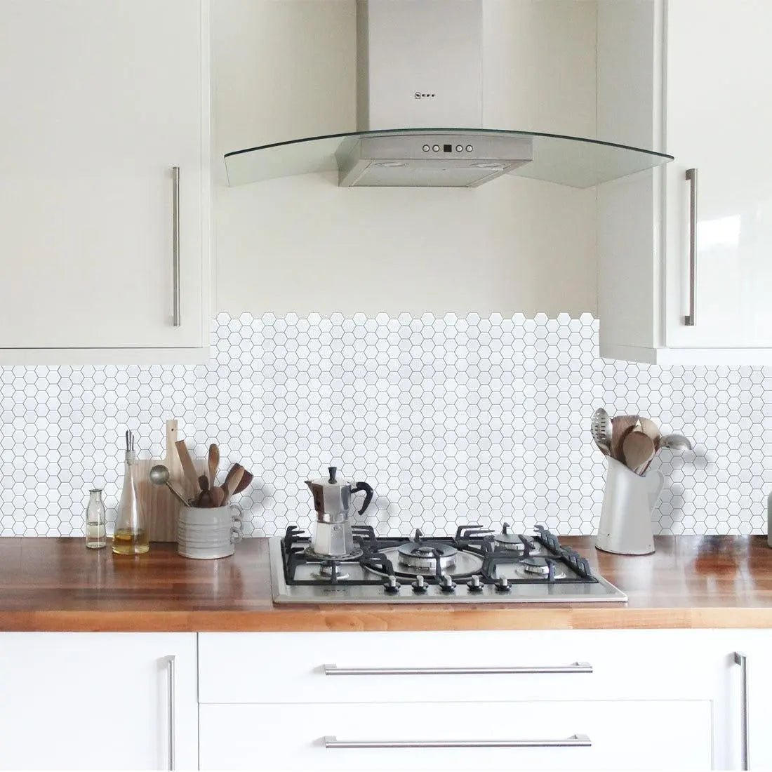 Tiles 3D Peel and Stick Wall Tile Hexagon White (30cm x 30cm x 10 sheets) Deals499