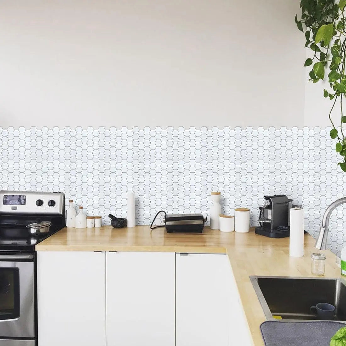 Tiles 3D Peel and Stick Wall Tile Hexagon White (30cm x 30cm x 10 sheets) Deals499