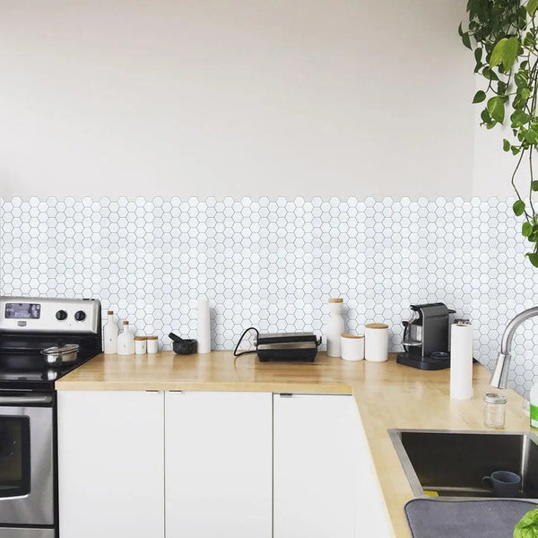 Tiles 3D Peel and Stick Wall Tile Hexagon White (30cm x 30cm x 10 sheets) Deals499