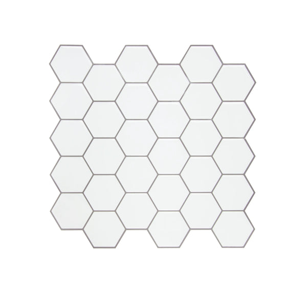 Tiles 3D Peel and Stick Wall Tile Hexagon White (30cm x 30cm x 10 sheets) Deals499