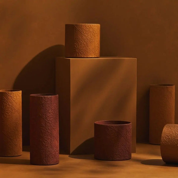 Tree Stripes Cylinder Pot Diwali - Caramel Cafe (Medium) Deals499