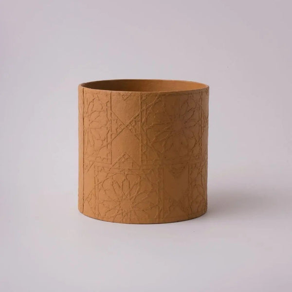 Tree Stripes Cylinder Pot Diwali - Ochre (Medium) Deals499