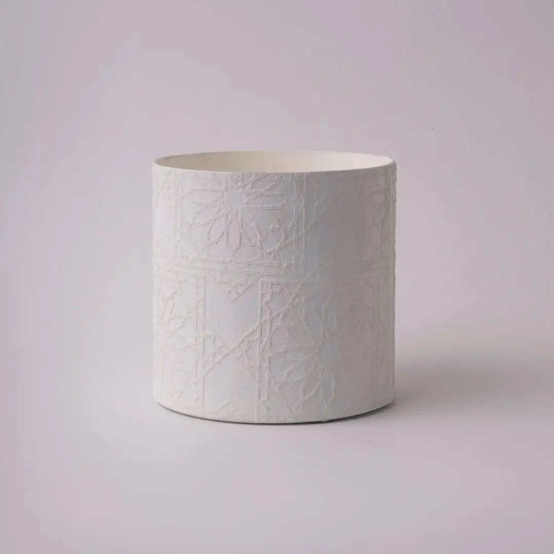 Tree Stripes Cylinder Pot Diwali - White (Large) Deals499