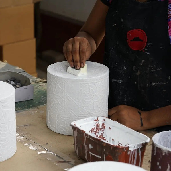 Tree Stripes Cylinder Pot Diwali - White (Large) Deals499