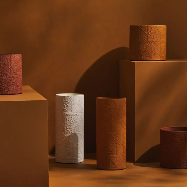 Tree Stripes Cylinder Pot Diwali - White (Medium) Deals499