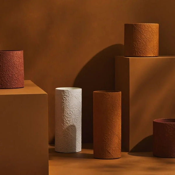 Tree Stripes Cylinder Vase Diwali - Ochre Deals499