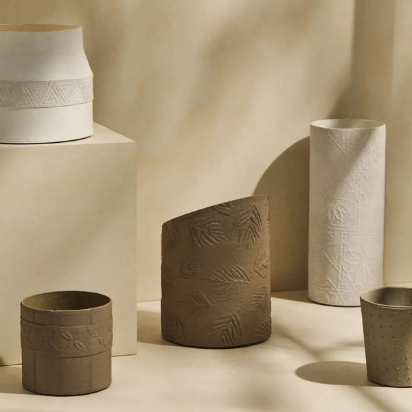 Tree Stripes Cylinder Vase Diwali - White Deals499