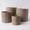 Tree Stripes Leather Look Cylinder Pot - Beige (Medium) Deals499