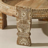 Tree Stripes Maala Hand Carved Chakki Accent Coffee Table (Whitewash) - Large Deals499
