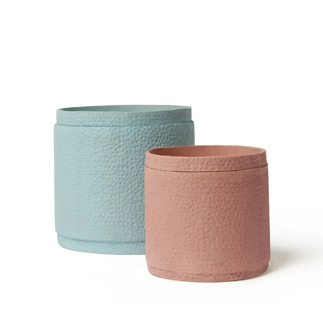 Tree Stripes Reef Design Pot in Almond Blue (Medium) Deals499