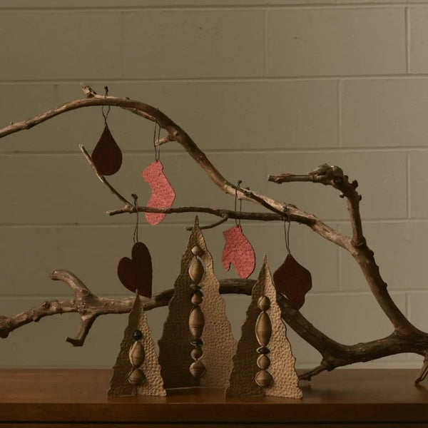 Tree Stripes Set of 12 Handmade Festive Christmas Ornaments in Dubai Red Deals499