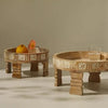 Tree Stripes Tara Hand Carved Chakki Accent Coffee Table (Whitewash) - Small Deals499