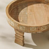 Tree Stripes Tara Hand Carved Chakki Accent Coffee Table (Whitewash) - Small Deals499