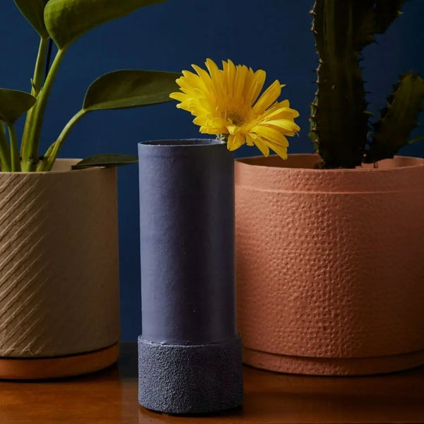 Tree Stripes Textured Base Bud Vase in Blue Deals499