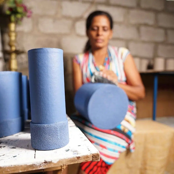 Tree Stripes Textured Base Bud Vase in Blue Deals499