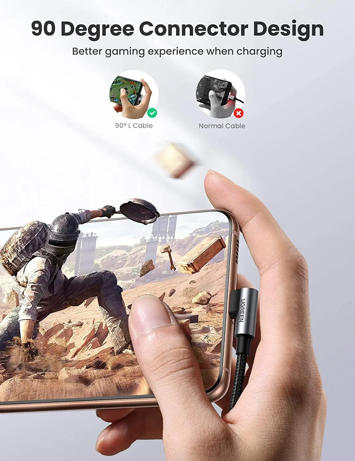 UGREEN 80714 USB-C 2.0 to Angle USB-C Cable Black 3M Deals499