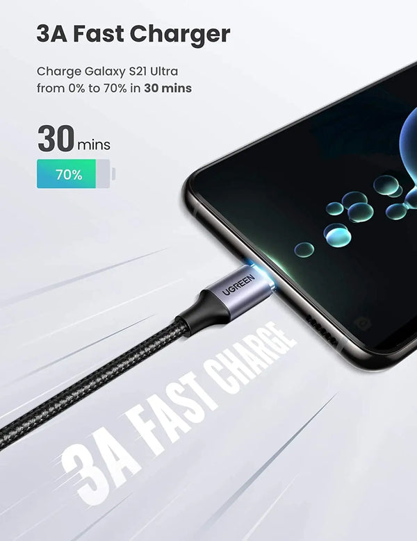 UGREEN 80714 USB-C 2.0 to Angle USB-C Cable Black 3M Deals499