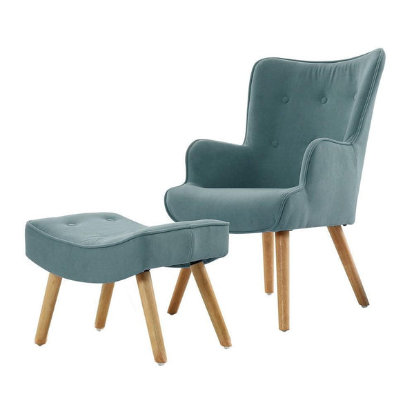 Artiss Armchair Lounge Chair Ottoman Accent Armchairs Sofa Fabric Chairs Blue Deals499