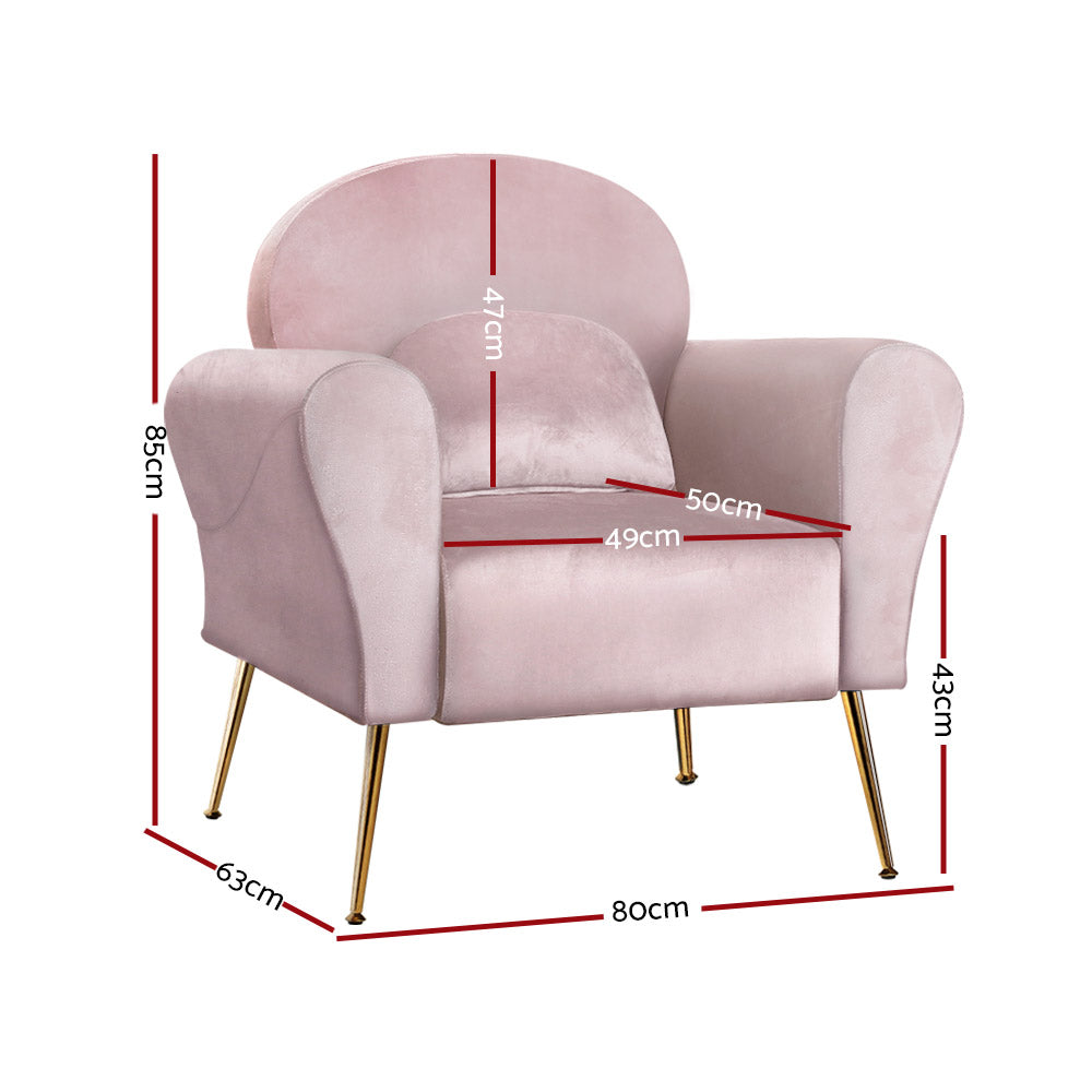 Artiss Armchair Lounge Chair Accent Armchairs Chairs Sofa Pink Velvet Cushion Deals499