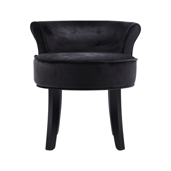 Artiss Velvet Vanity Stool Backrest Stools Dressing Table Chair Makeup Bedroom Black Deals499