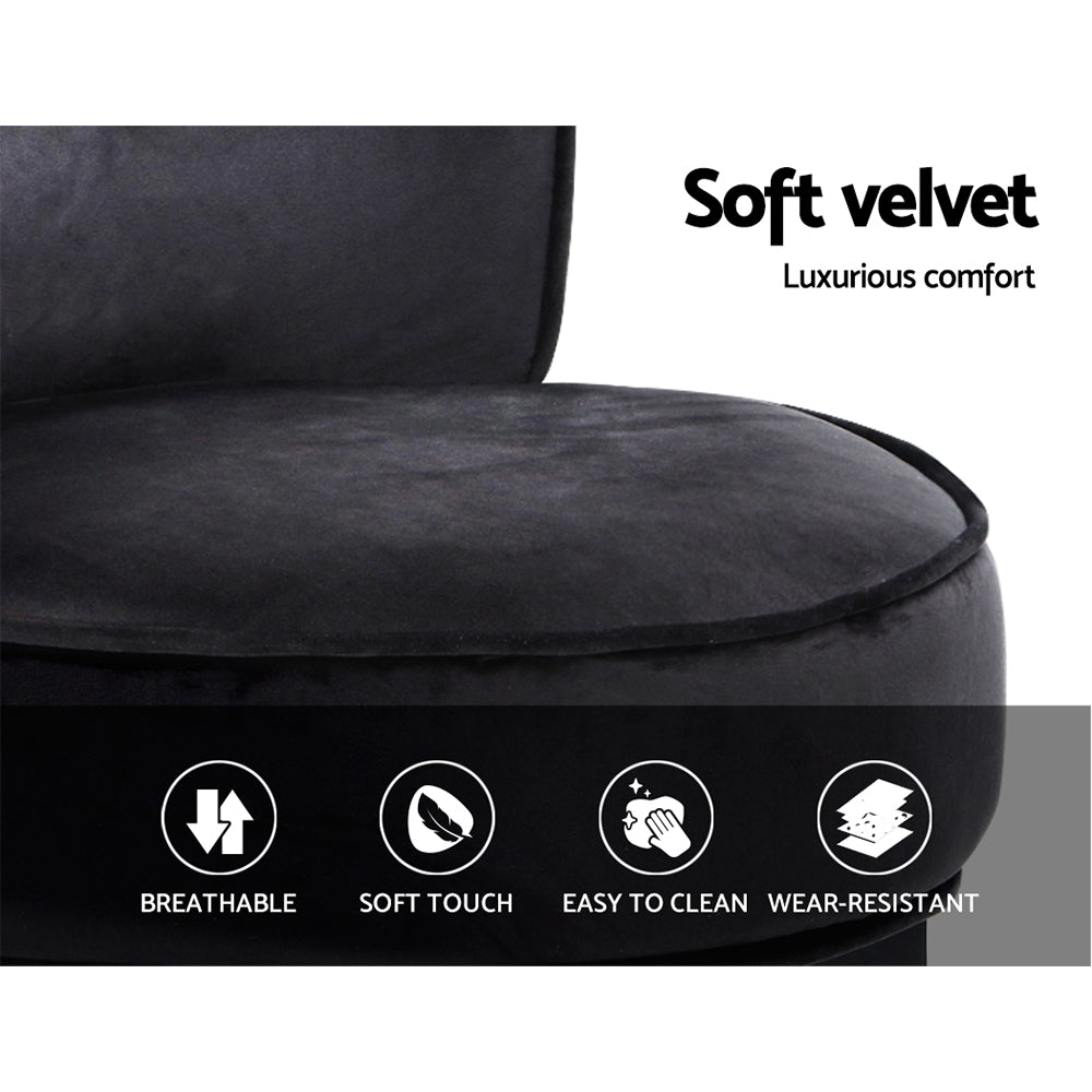 Artiss Velvet Vanity Stool Backrest Stools Dressing Table Chair Makeup Bedroom Black Deals499