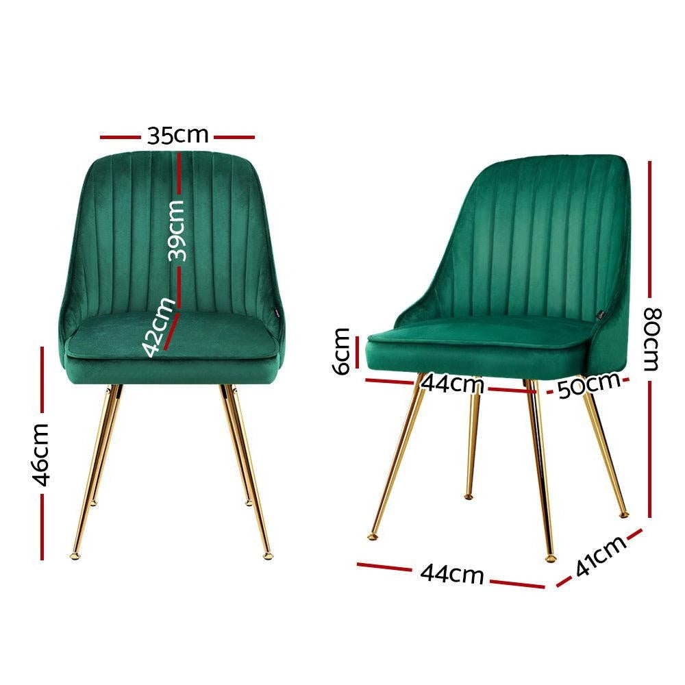 Artiss Set of 2 Dining Chairs Retro Chair Cafe Kitchen Modern Metal Legs Velvet Green Deals499