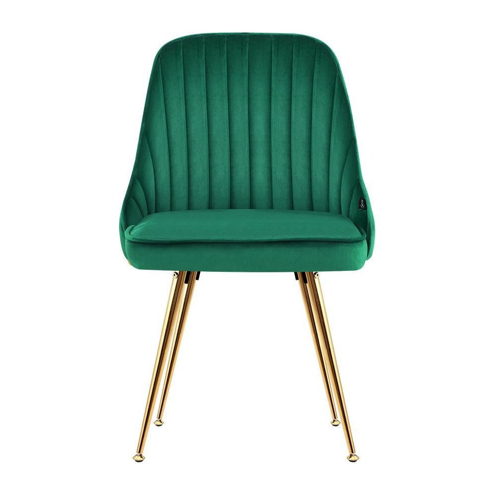 Artiss Set of 2 Dining Chairs Retro Chair Cafe Kitchen Modern Metal Legs Velvet Green Deals499