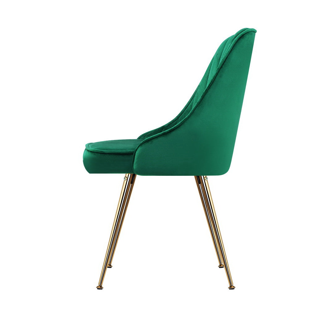 Artiss Set of 2 Dining Chairs Retro Chair Cafe Kitchen Modern Metal Legs Velvet Green Deals499