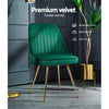Artiss Set of 2 Dining Chairs Retro Chair Cafe Kitchen Modern Metal Legs Velvet Green Deals499
