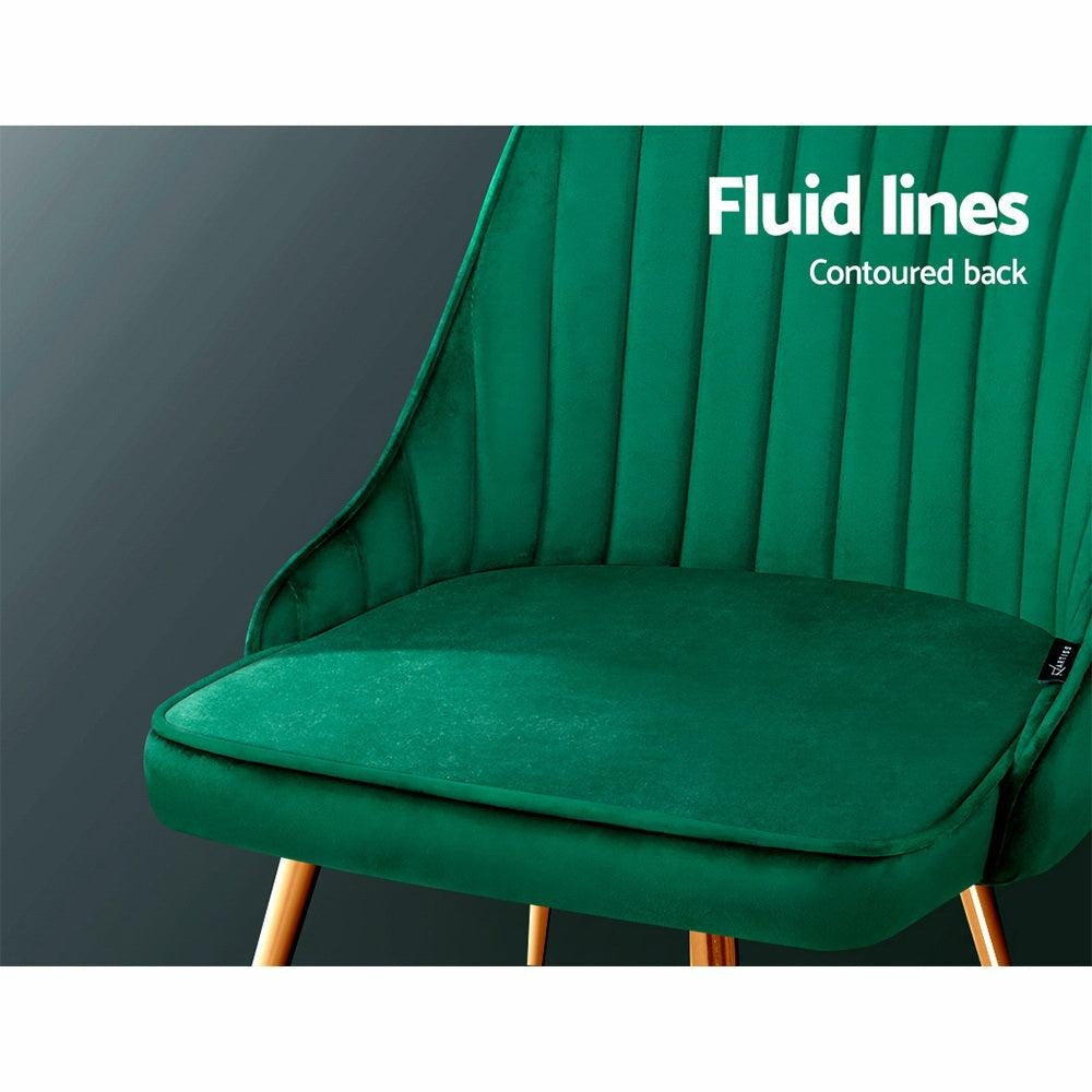 Artiss Set of 2 Dining Chairs Retro Chair Cafe Kitchen Modern Metal Legs Velvet Green Deals499