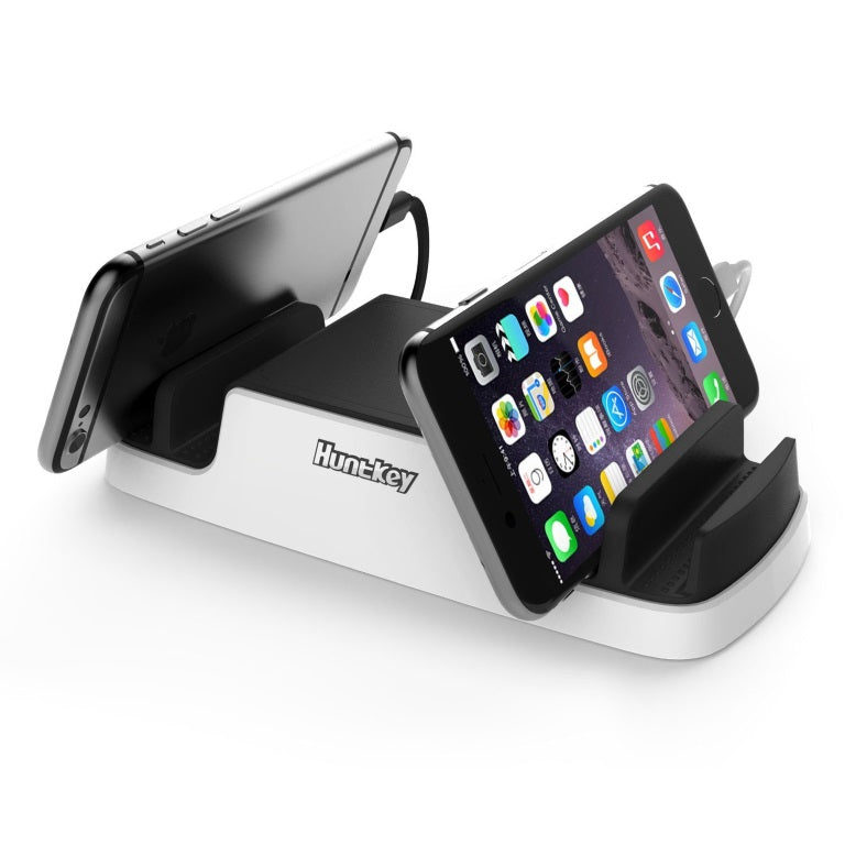 HUNTKEY Smart USB Charging Dock with 4 USB 2.4A ports and 2 Micro USB Connectors - Perfect for mobile phone/tablet/IPAD charging Huntkey