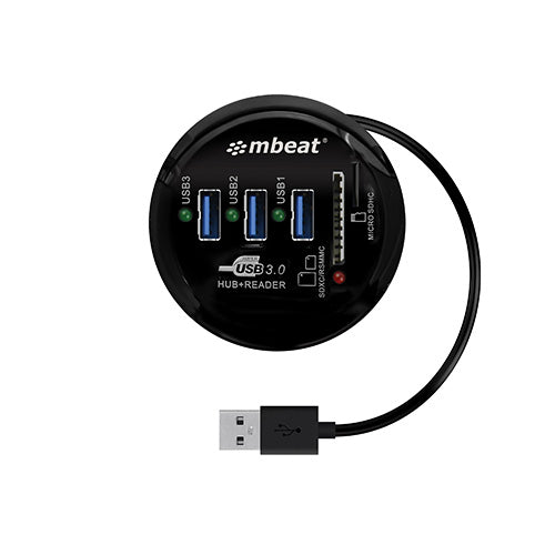 mbeatÂ® Portable USB 3.0 Hub and Card Reader - USB 3.0/2.0, SDXC/SDHC/ MMC/MMC4.0/ RS-MMC/RS-MMC/Micro-SDXC/Micro-SDHC/ MicroSD, up to 2TB MBEAT
