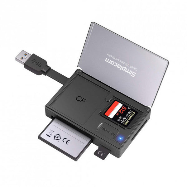Simplecom CR309 3-Slot SuperSpeed USB 3.0 Card Reader with Card Storage Case SIMPLECOM