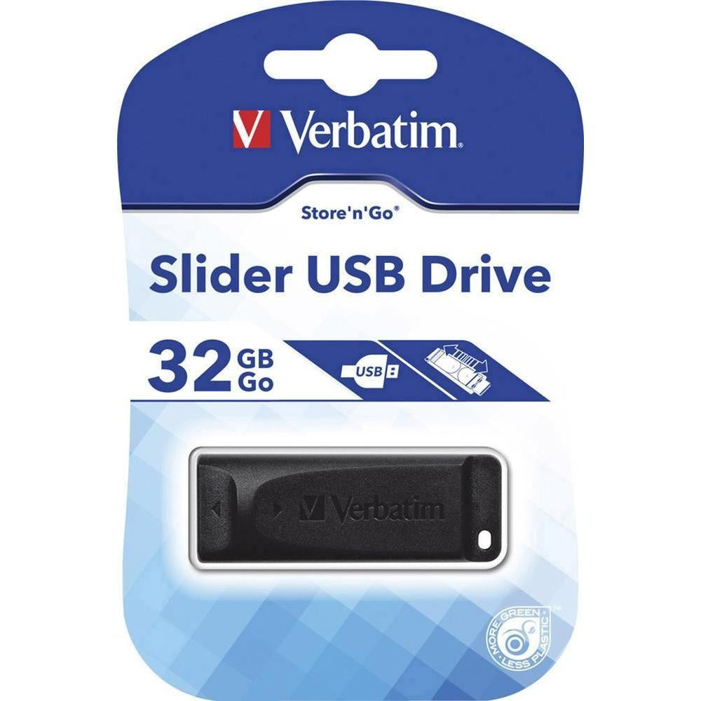 VERBATIM USB2.0 Store 'n' Go Slider USB Drive 32GB Black(LS) VERBATIM