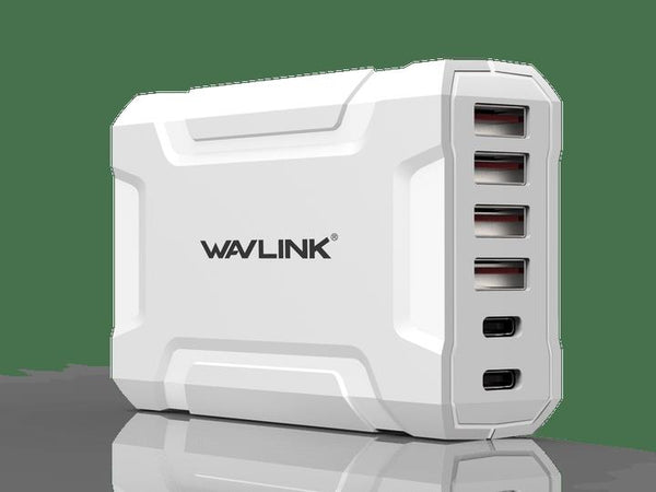 WAVLINK USB3.0 with Dual Type-C 6 ports 60W Rugged Smart USB Charger  (LS) WAVLINK