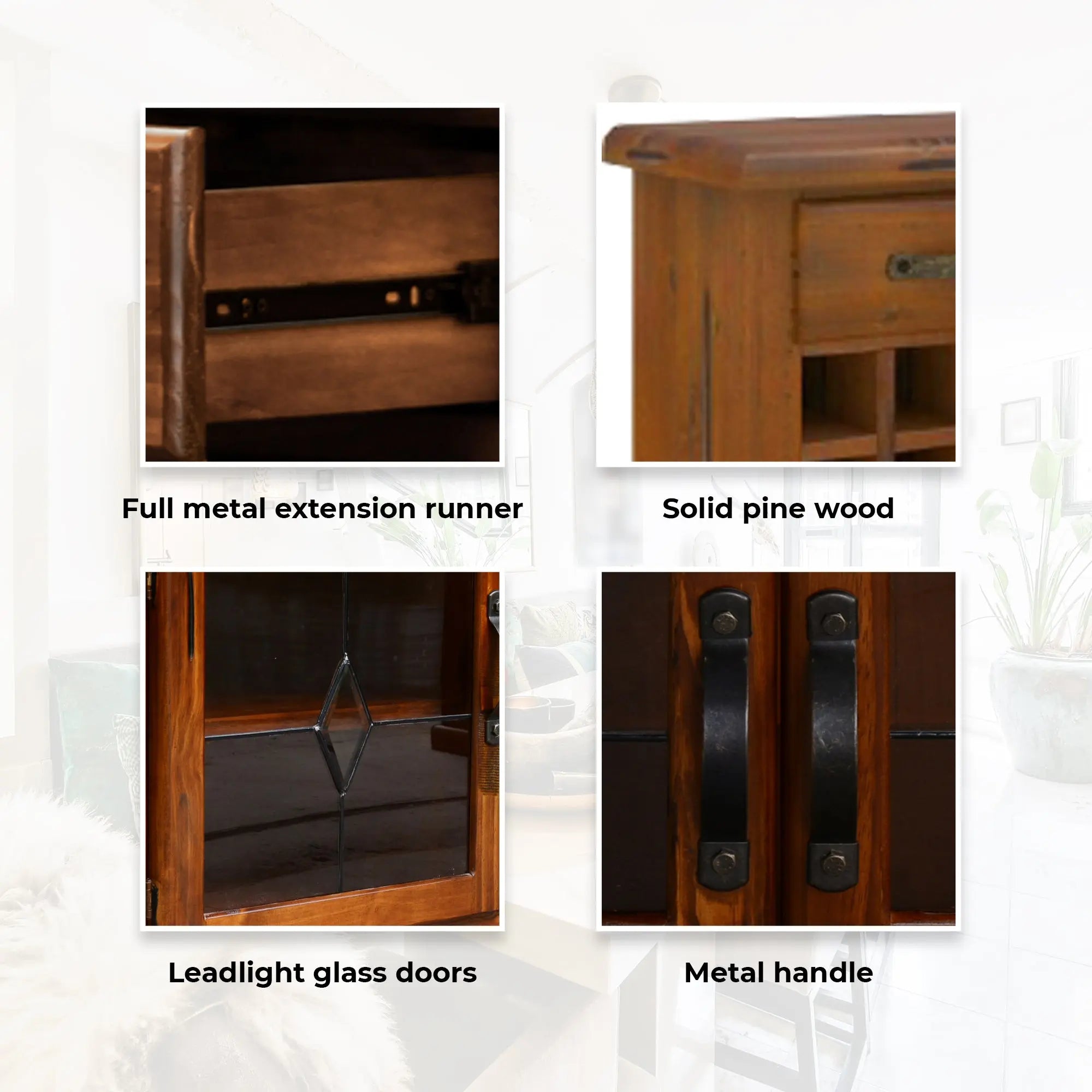 Umber Sideboard Buffet Wine Cabinet Bar Bottle Wooden Storage Rack - Dark Brown Deals499