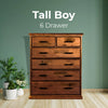 Umber Tallboy 6 Chest of Drawers Solid Pine Wood Storage Cabinet - Dark Brown Deals499
