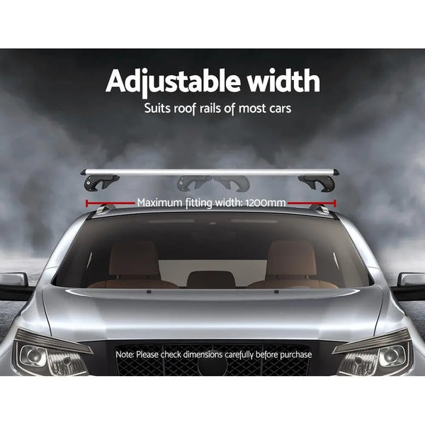 Universal Car Roof Rack 1200mm Cross Bars Aluminium Silver Adjustable Car 90kgs load Carrier Deals499