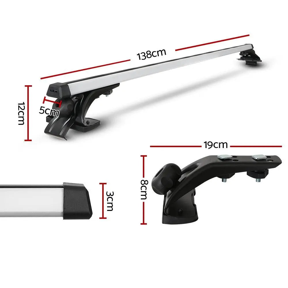 Universal Car Roof Rack 1450mm Cross Bars Aluminium Silver Adjustable Brackets Carrier 90kg Deals499