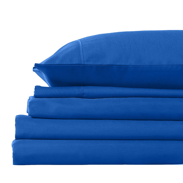 Royal Comfort 2000TC 3 Piece Fitted Sheet and Pillowcase Set Bamboo Cooling - Queen - Royal Blue from Deals499 at Deals499