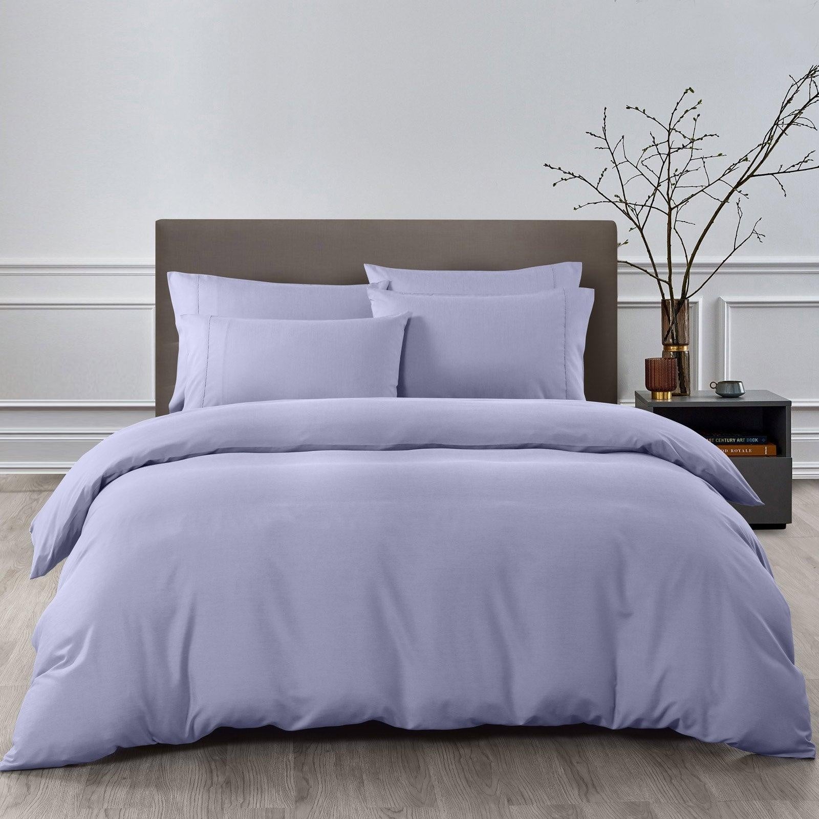 Royal Comfort 2000TC Quilt Cover Set Bamboo Cooling Hypoallergenic Breathable Lilac Grey Queen Deals499