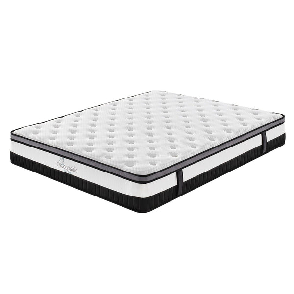 Osteopedic Euro Top Mattress Pocket Spring Medium Firm Hybrid Design Bed 30CM White King Single Deals499