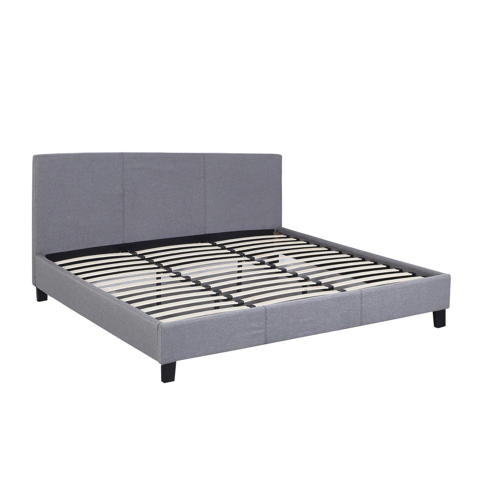 Milano Sienna Luxury Bed Frame Base And Headboard Solid Wood Padded Linen Fabric Grey King Deals499