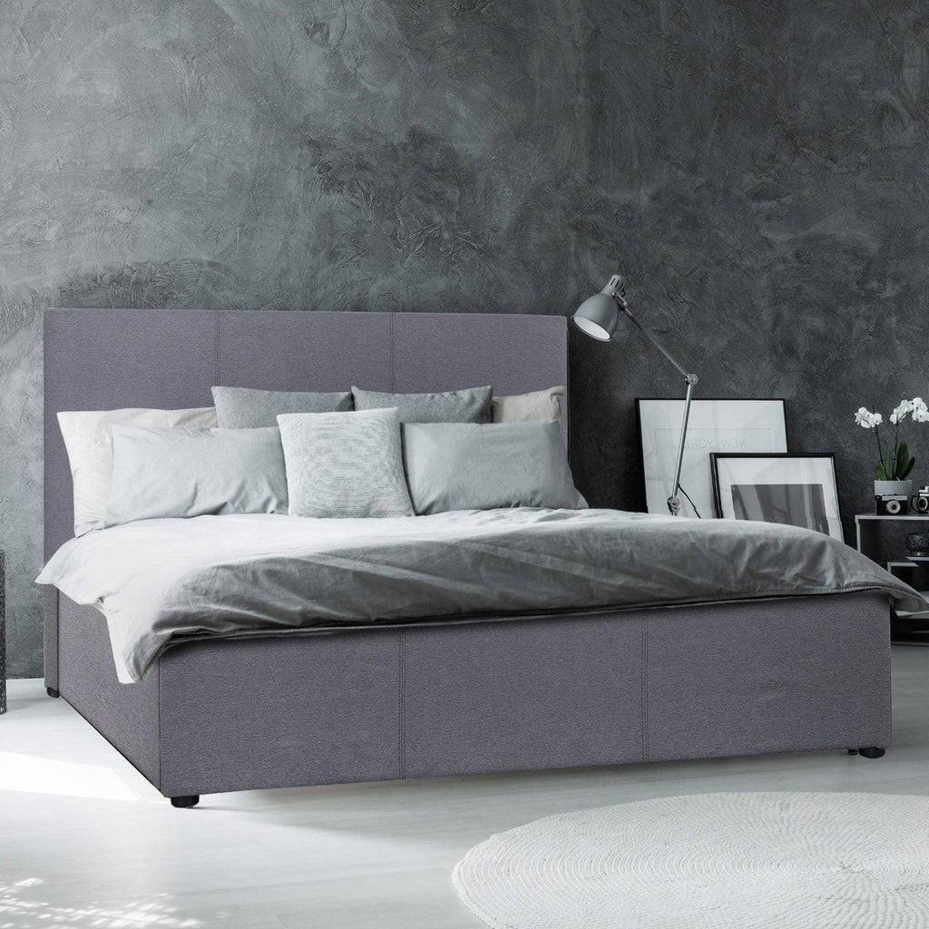 Milano Luxury Gas Lift Bed Frame Base And Headboard With Storage All Sizes Grey Queen Deals499