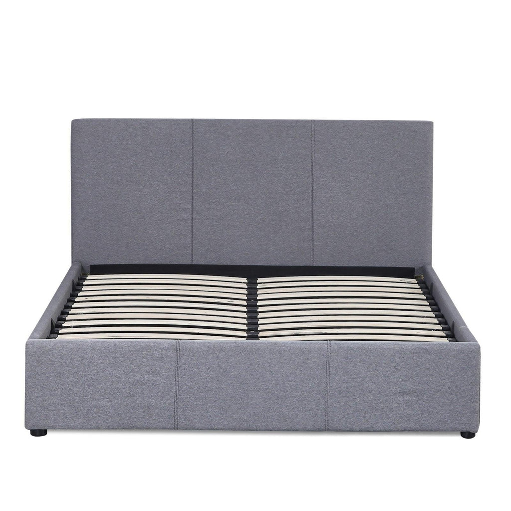 Milano Luxury Gas Lift Bed Frame Base And Headboard With Storage All Sizes Grey Queen Deals499