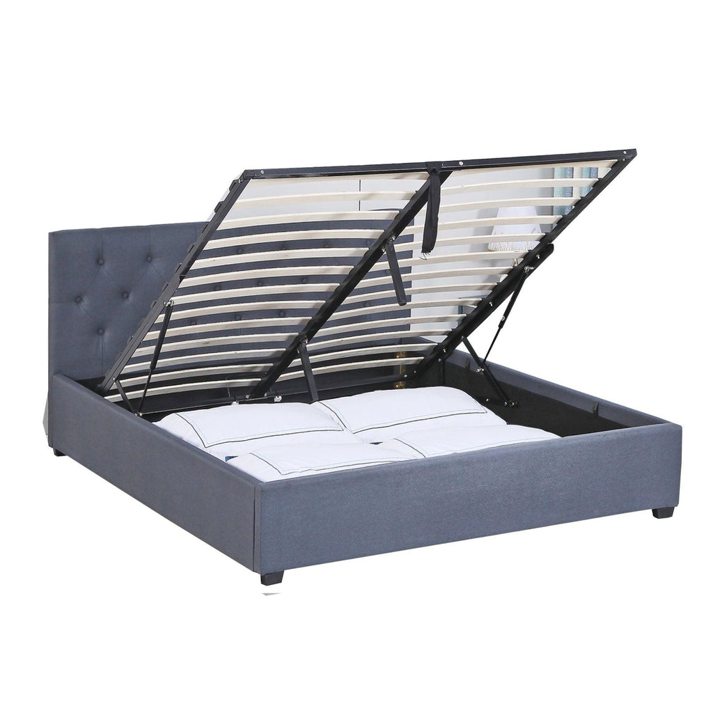 Milano Capri Luxury Gas Lift Bed Frame Base And Headboard With Storage All Sizes Grey Single Deals499