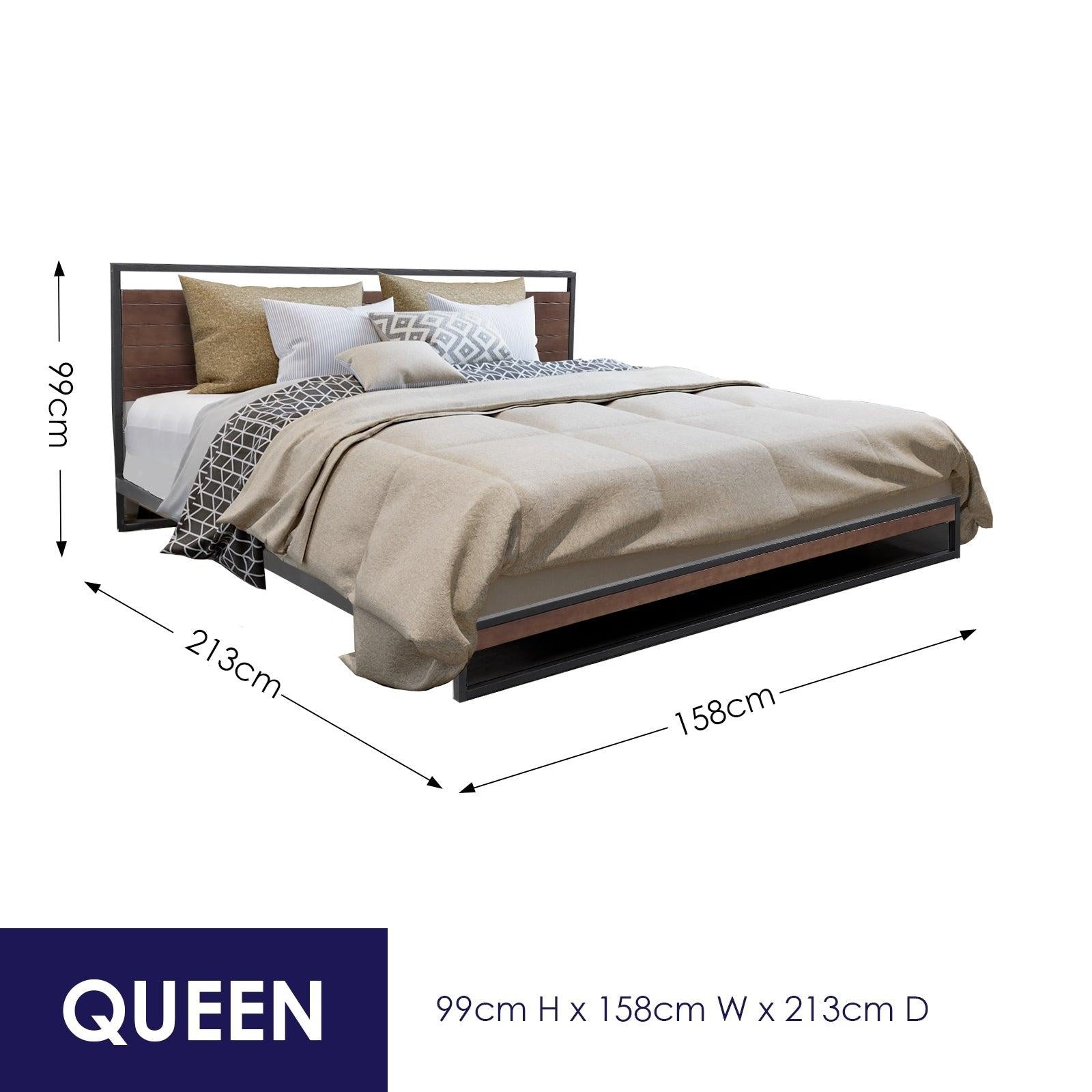 Milano Decor Azure Bed Frame With Headboard Black Wood Steel Platform Queen Deals499