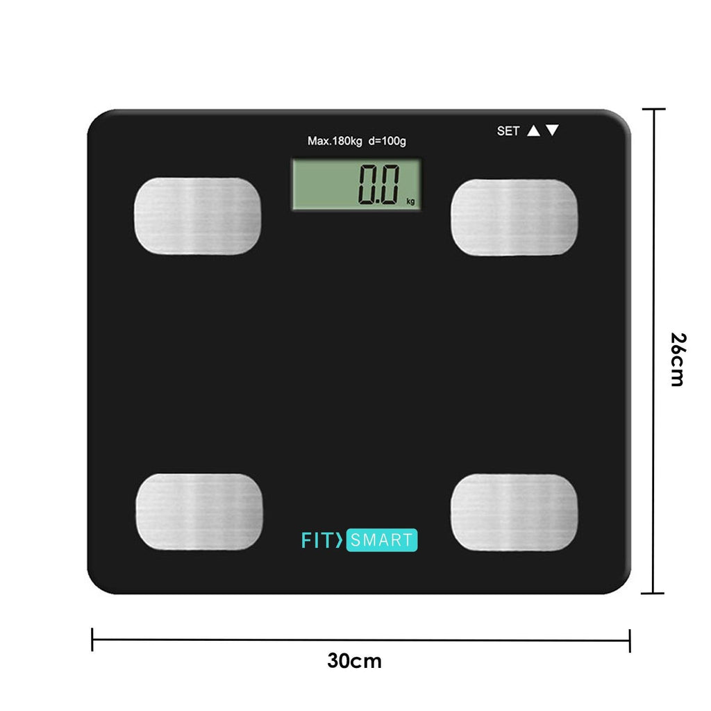 Fit Smart Electronic Floor Body Scale Black Digital LCD Glass Tracker Bathroom Deals499